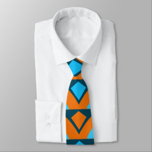 Cravate Motif géométrique diamant semi-cercle bleu orange