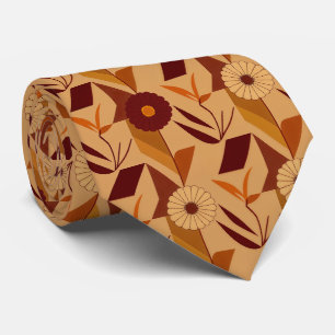 Cravate Motif géométrique floral automnal rustique (4)