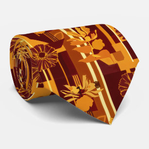 Cravate Motif géométrique floral automnal rustique (5)