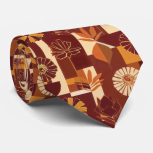 Cravate Motif géométrique floral automnal rustique (6)