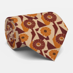 Cravate Motif géométrique floral automnal rustique (7)