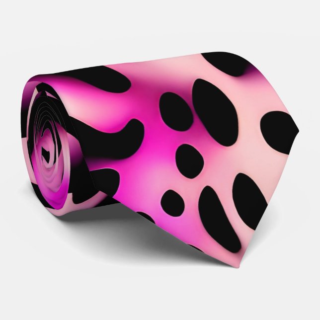 Cravate Motif géométrique Leopard rose 3D (Roulé)