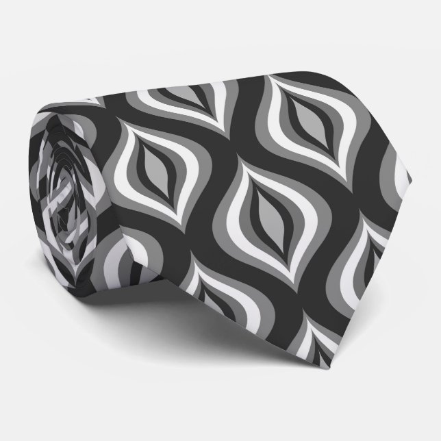 Cravate Motif Géométrique Noir Et Blanc (Roulé)