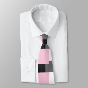 Cravate Motif géométrique noir et blanc gris rose