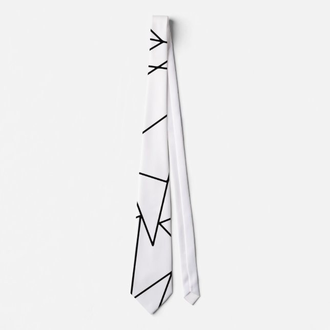 Cravate Motif géométrique noir et blanc moderne simple (Devant)