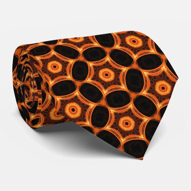 Cravate Motif géométrique orange (Roulé)