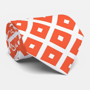 Cravate Motif Géométrique Orange Et Blanc