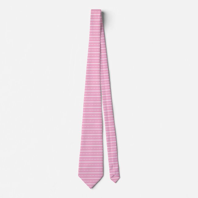 Cravate Motif Géométrique Rose Blanc (Devant)