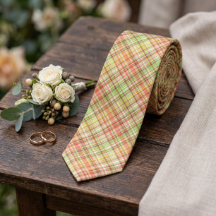 Cravate Motif Gingham Carreaux Rouge Orange Jaune Vert Cit
