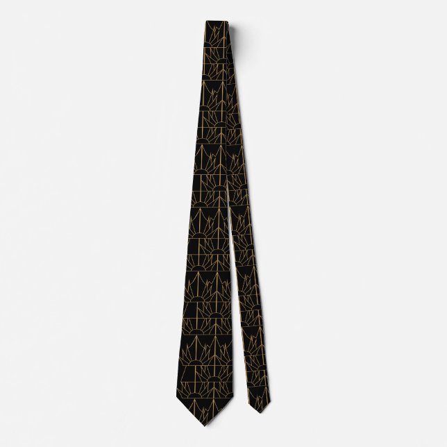 Cravate Motif Gold et Black Art Déco (Devant)