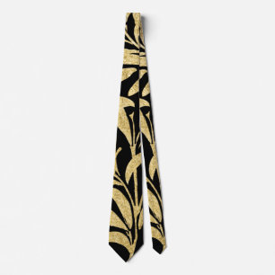 Cravate Motif Gold et Black Leaf