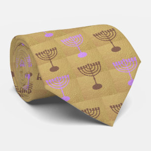 Cravate Motif Gold Menorah du Festival de Hanoukka