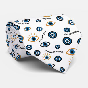 Cravate Motif grec des yeux mal : "Ftou Ftou" Amulet