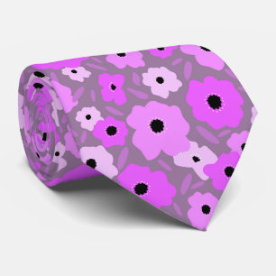 Cravate Motif gribouillé de style plat scandinave violet