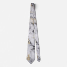 Cravate Motif gris blanc et marbre doré