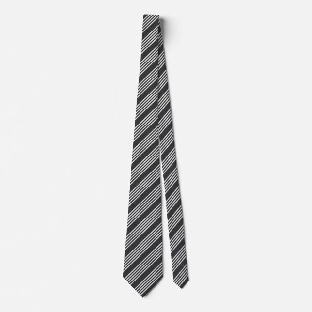 Cravate Motif gris clair et charbon cinq bandes (Devant)