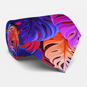 Cravate Motif hawaïen coloré Monsterra Tropical