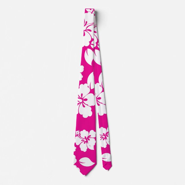 Cravate Motif hawaïen rose (Devant)