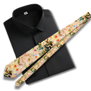Cravate motif Hawaïen tropical pêche