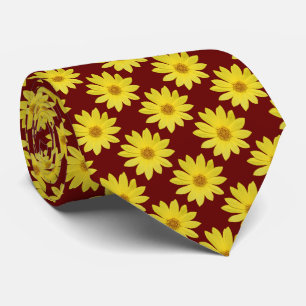 Cravate Motif Helianthus 'Lemon Queen' - Rouge foncé