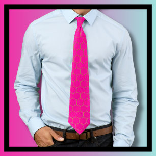Cravate Motif Honeycomb rose et or chaud