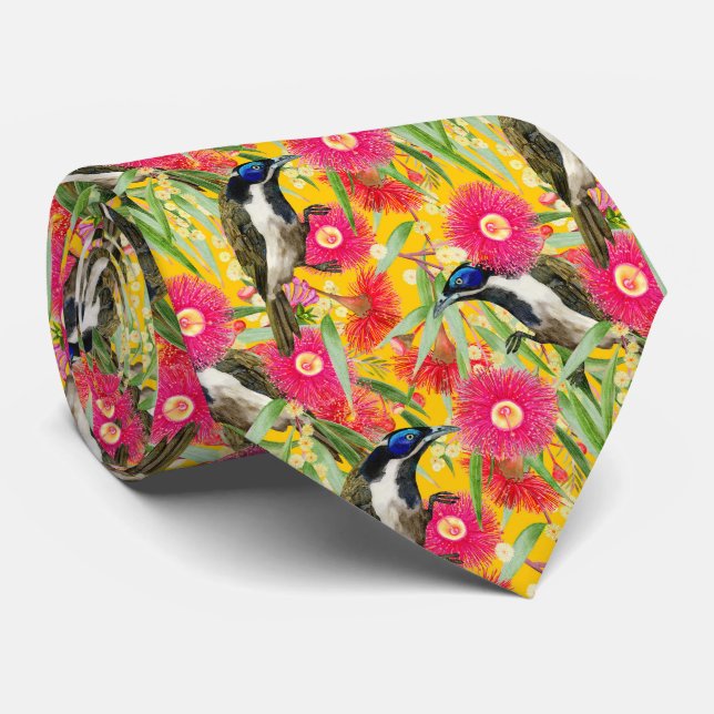 Cravate Motif Honeyeater à visage bleu (Roulé)