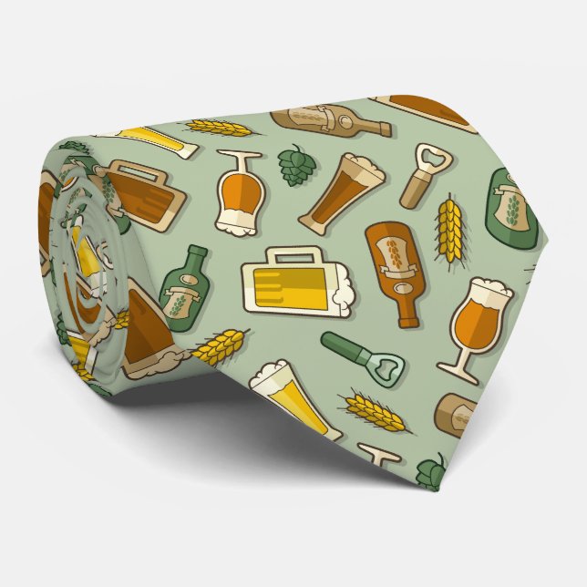 Cravate Motif Icônes de bière (Roulé)