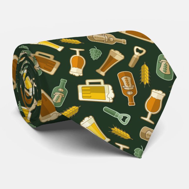 Cravate Motif Icônes de bière (Roulé)