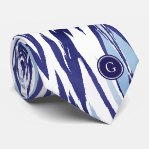 Cravate Motif ikat bleu et blanc chic