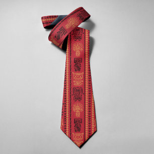 Cravate Motif indigène rouge ethnique tribu culture boho