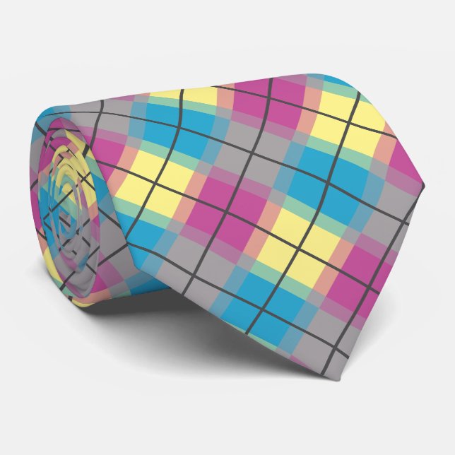 Cravate Motif jaune bleu violet (Roulé)