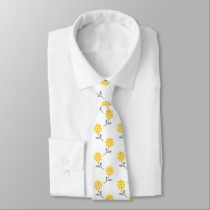 Cravate Motif jaune et gris de marguerite d'aquarelle