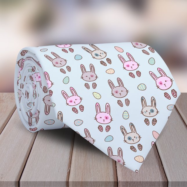 Cravate Motif lapin lapin mignon coloré moderne (Bunny tie)