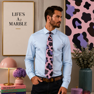 Cravate Motif léopard rose et bleu