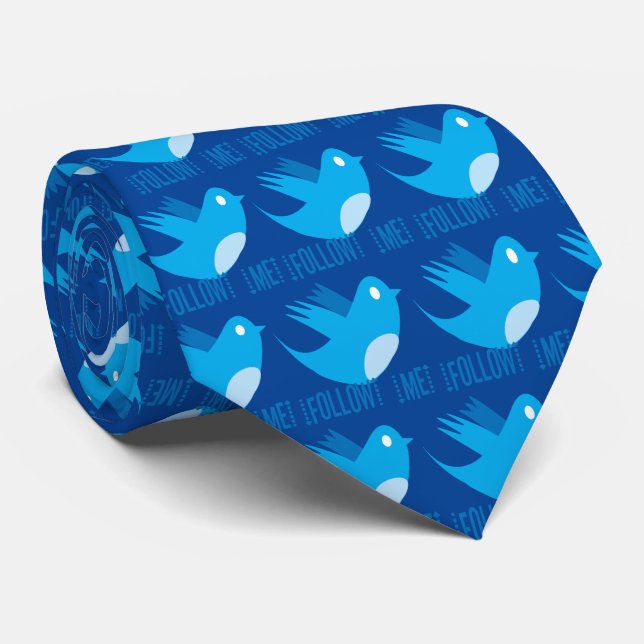 Cravate Motif Lucky Bluebird Nuances de Bleu Suivez-Moi (Roulé)