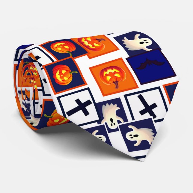 Cravate motif ludique sur le thème de l'Halloween (Roulé)