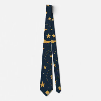 Cravate Motif Lune & Étoiles Célestes – Minuit