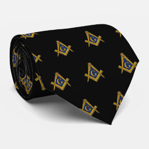 Cravate Motif maçonnerie maçonnique noir
