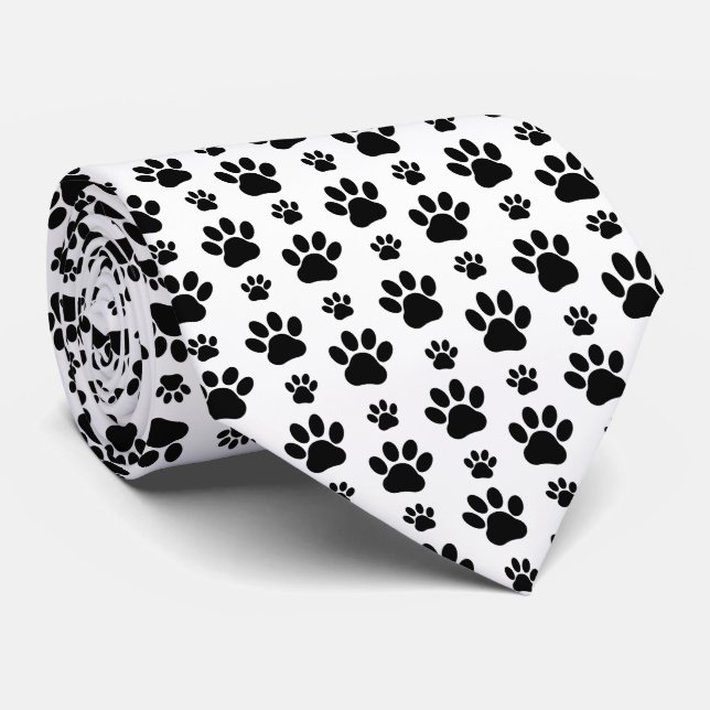 Cravate Motif mâle, pattes de chien, Empreintes de pattes, (Roulé)