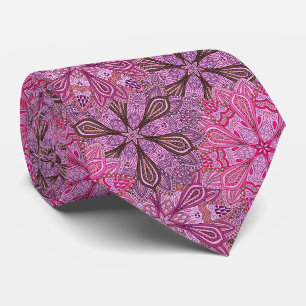 Cravate Motif mandala coloré rose et bleu