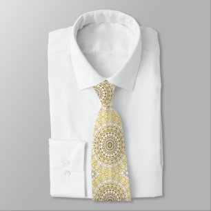 Cravate Motif Mandala jaune or