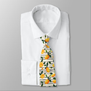 Cravate Motif Mango Aquarelle avec Feuilles verts
