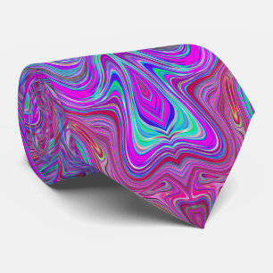 Cravate Motif Marbré Trippy Magenta et Bleu Ondulé