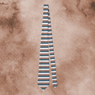 Cravate Motif Mocha Brown Turquoise blanc