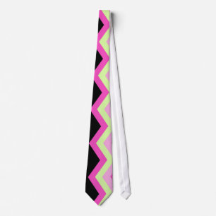 Cravate motif moderne girly zigzag noir fuchsia chevron