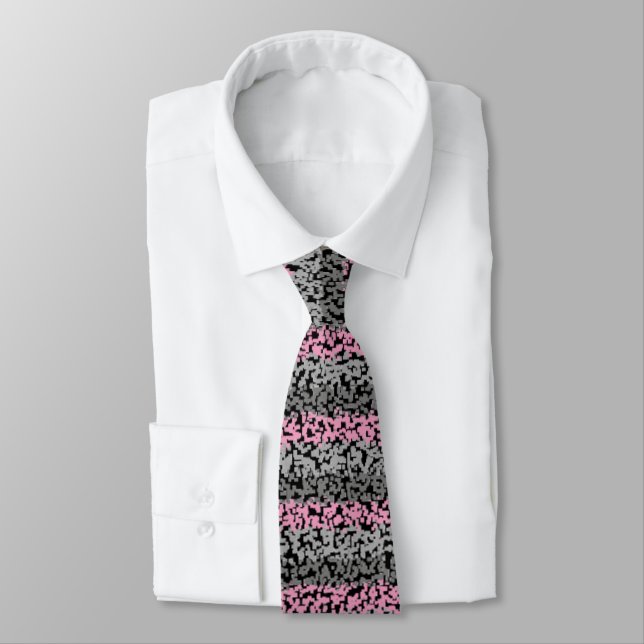 Cravate Motif moderne rose noir rayures horizontales (Attaché)