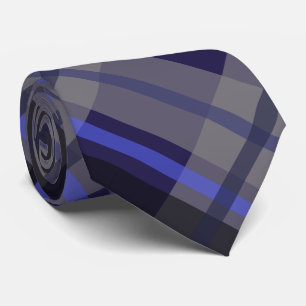 Cravate Motif moderne Tartan bleu gris noir