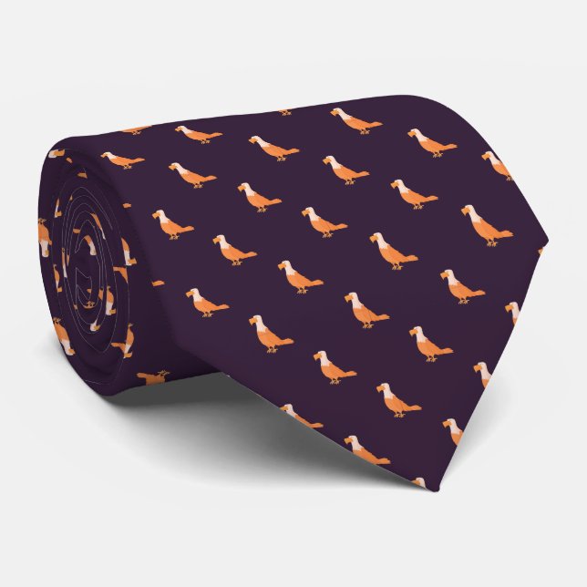 Cravate Motif moderne violet orange aigle sans fil (Roulé)