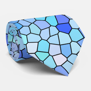 Cravate Motif Mosaïque Bleu