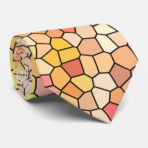 Cravate Motif mosaïque orange jaune